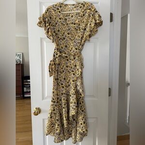 Max Studio Yellow Floral Midi Dress